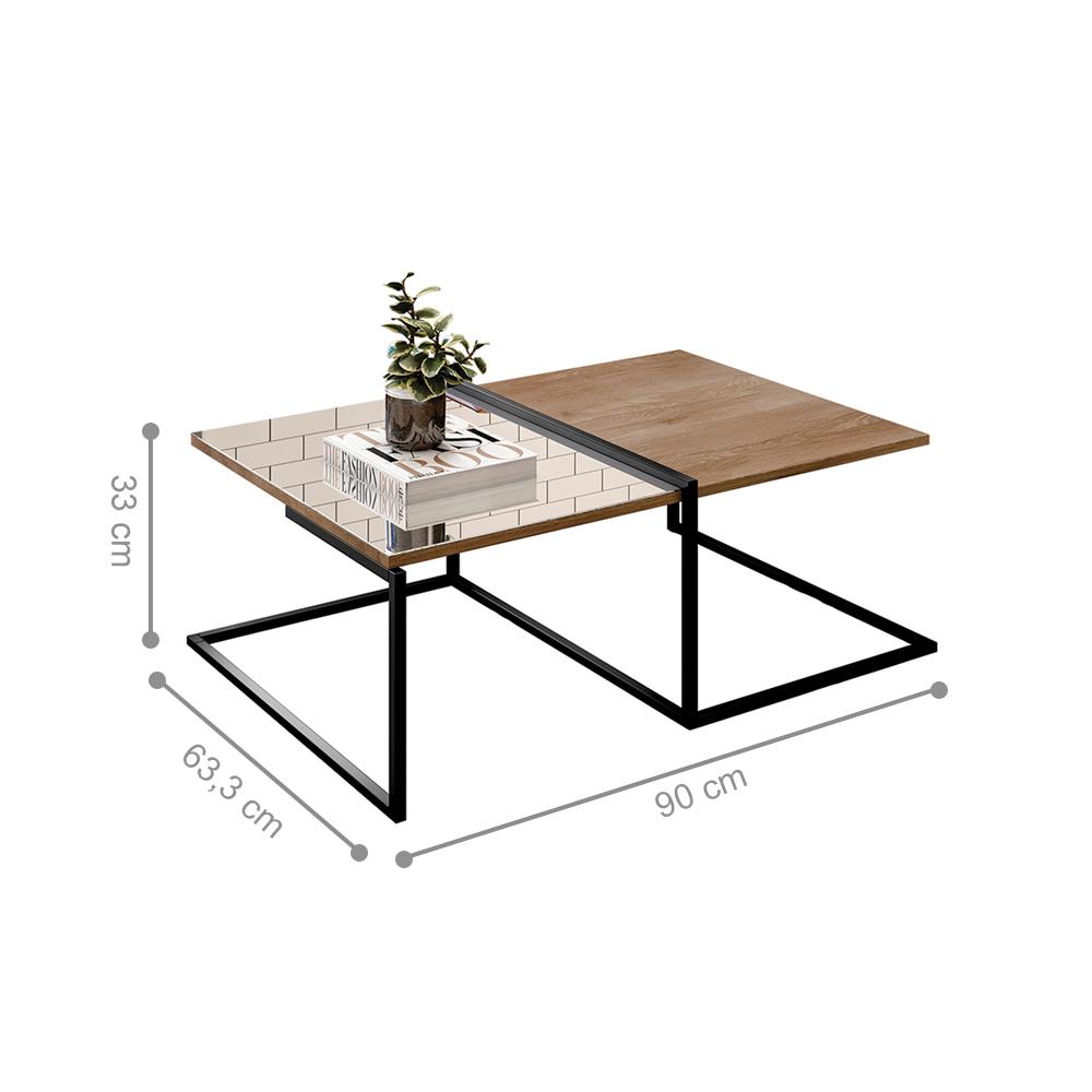 Jogo de Mesa de Centro e Mesas Laterais Xangai Demolição Preto
