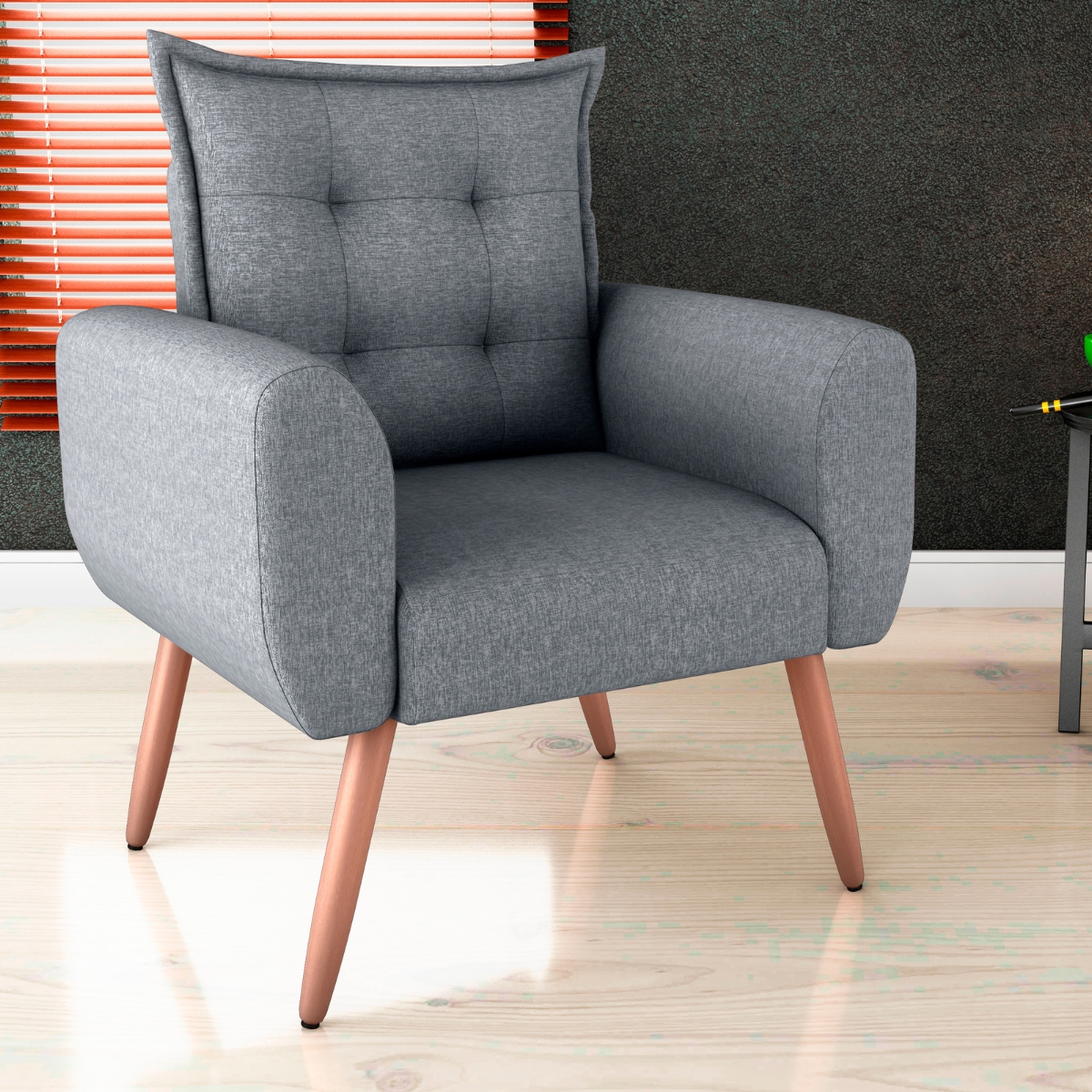 Jogo de Poltronas Decorativas Emma  Linho Cinza Saturno