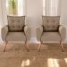Jogo de Poltronas Decorativas Emma  Suede Bege