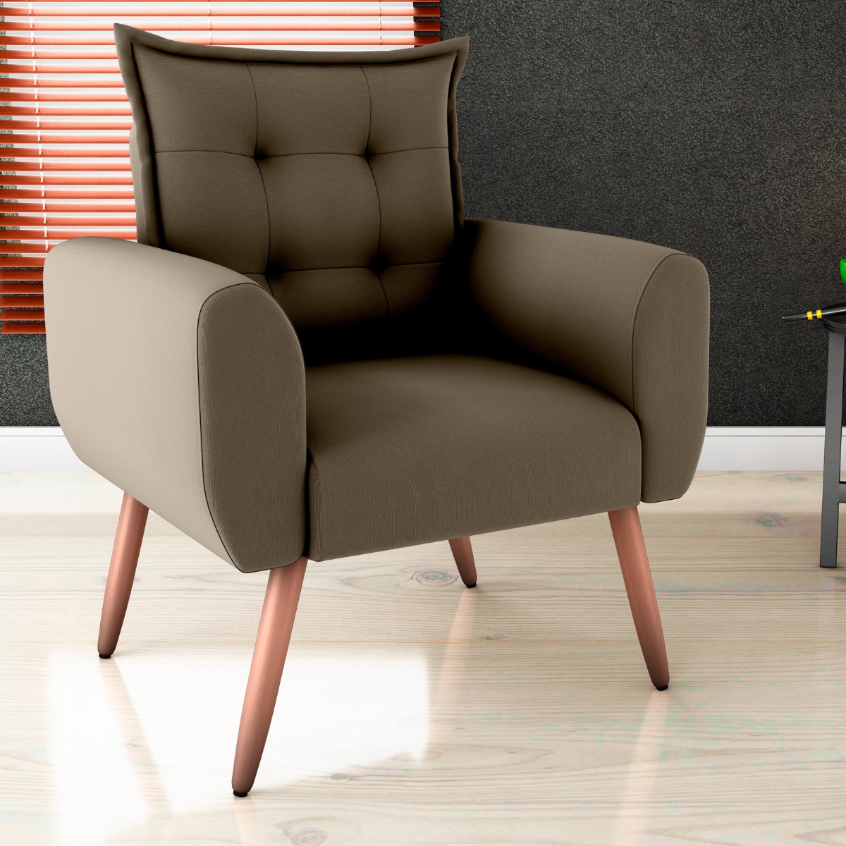 Jogo de Poltronas Decorativas Emma  Suede Cappuccino