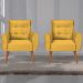 Jogo de Poltronas Decorativas Emma Veludo Amarelo