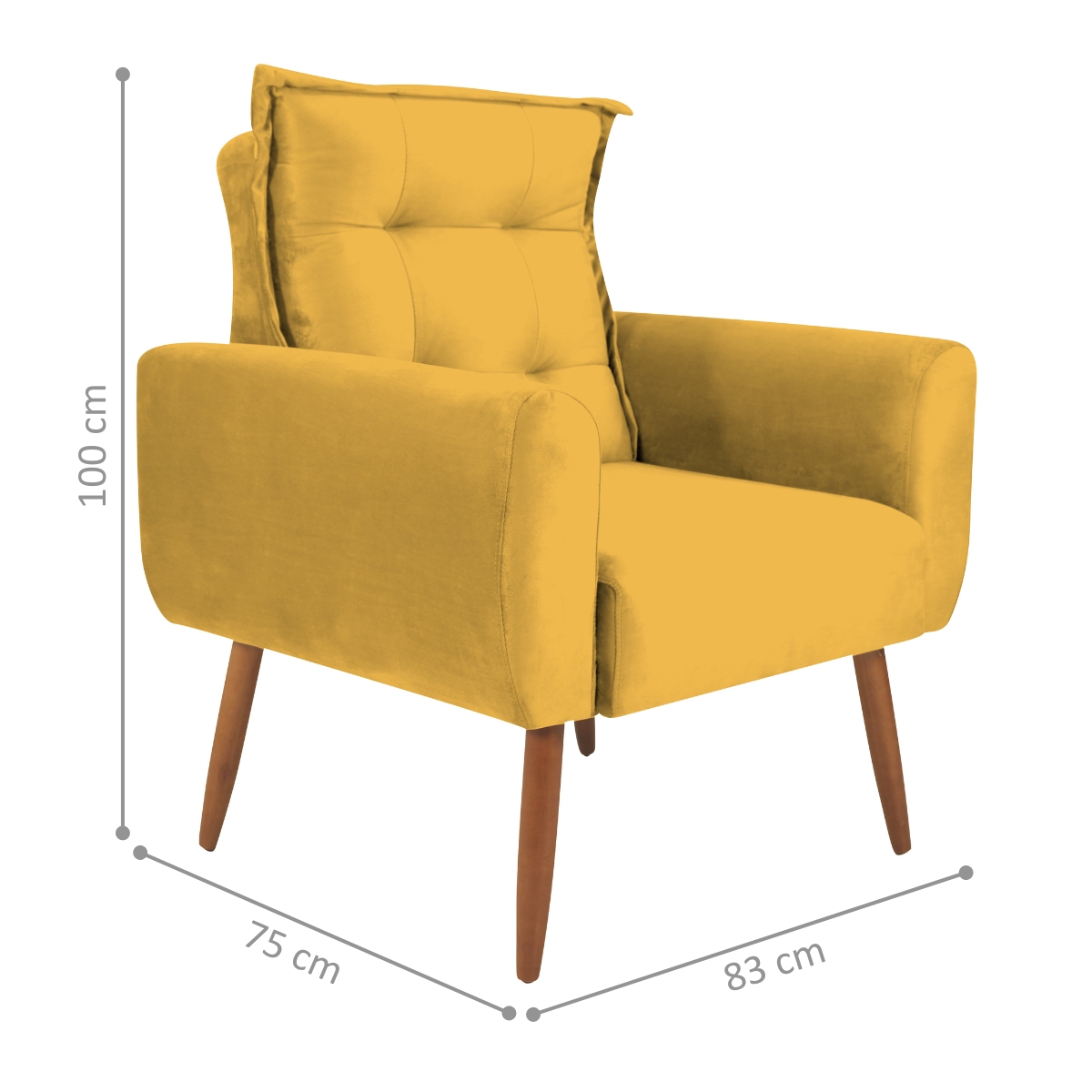 Jogo de Poltronas Decorativas Emma Veludo Amarelo