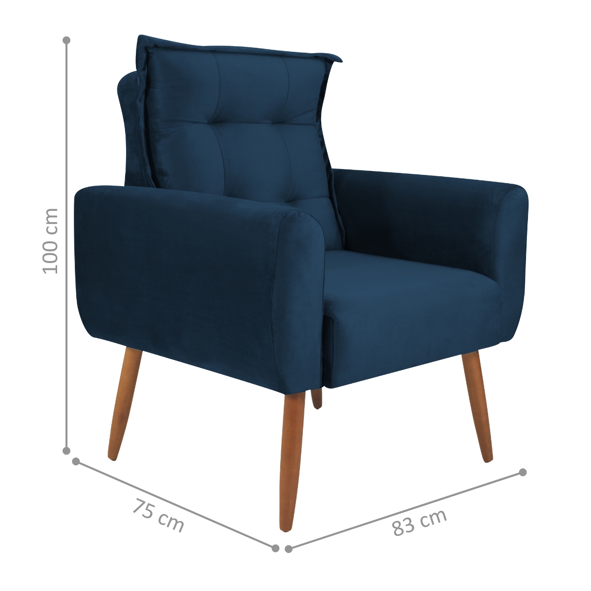 Jogo de Poltronas Decorativas Emma Veludo Azul