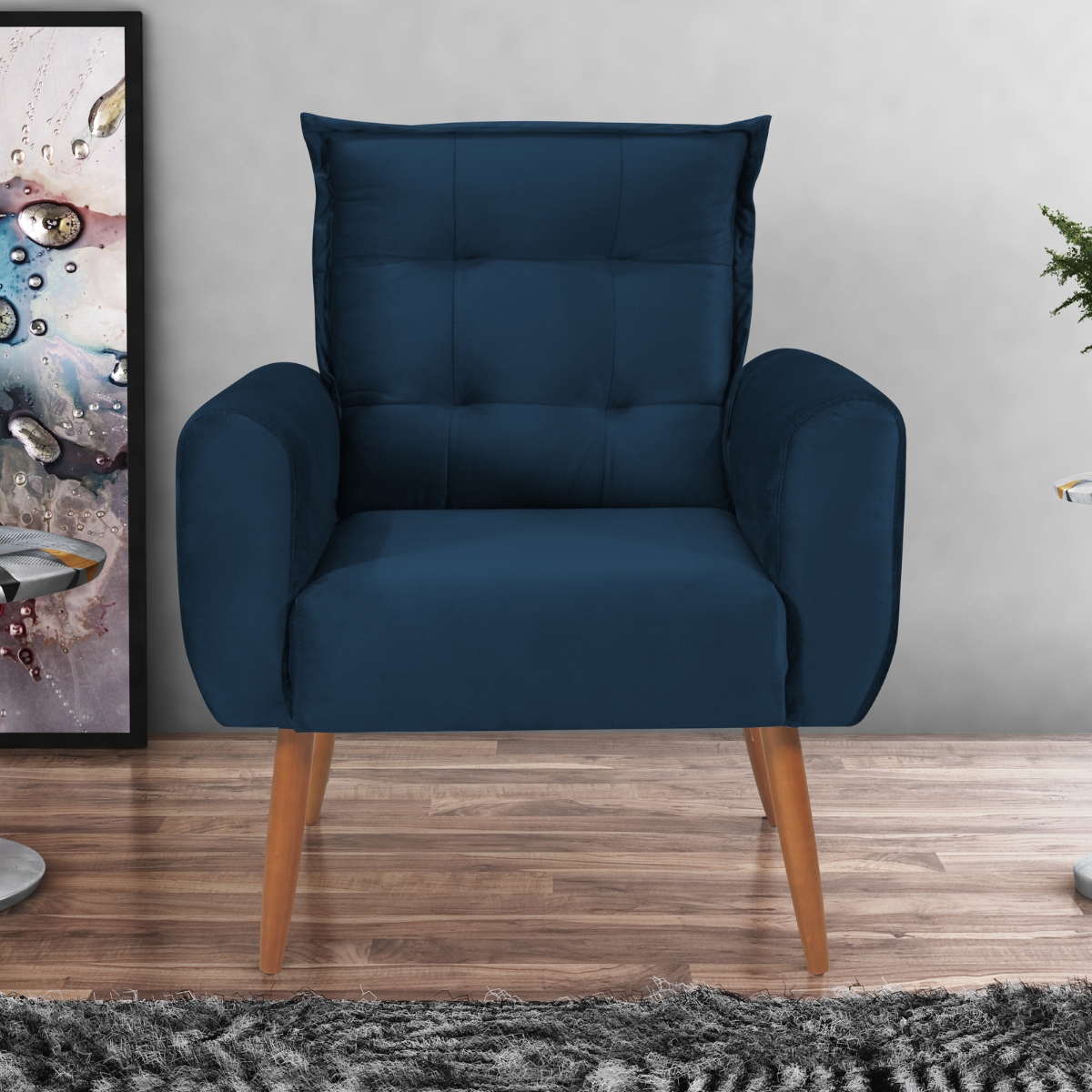 Jogo de Poltronas Decorativas Emma Veludo Azul