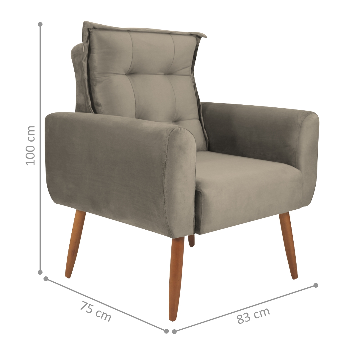 Jogo de Poltronas Decorativas Emma Veludo Cappuccino