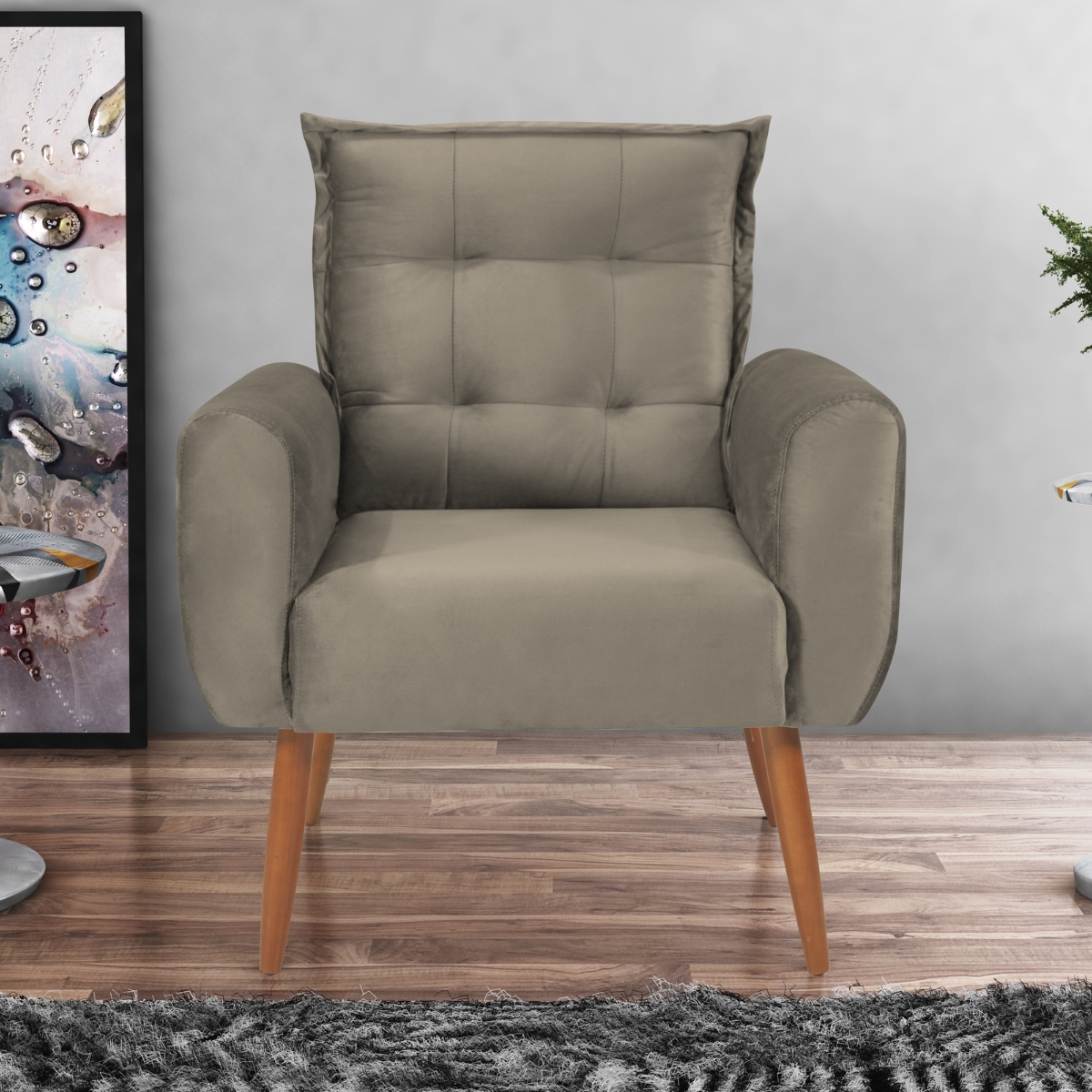 Jogo de Poltronas Decorativas Emma Veludo Cappuccino