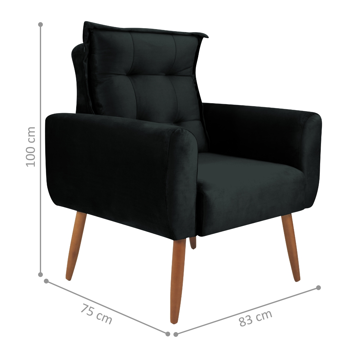 Jogo de Poltronas Decorativas Emma Veludo Preto