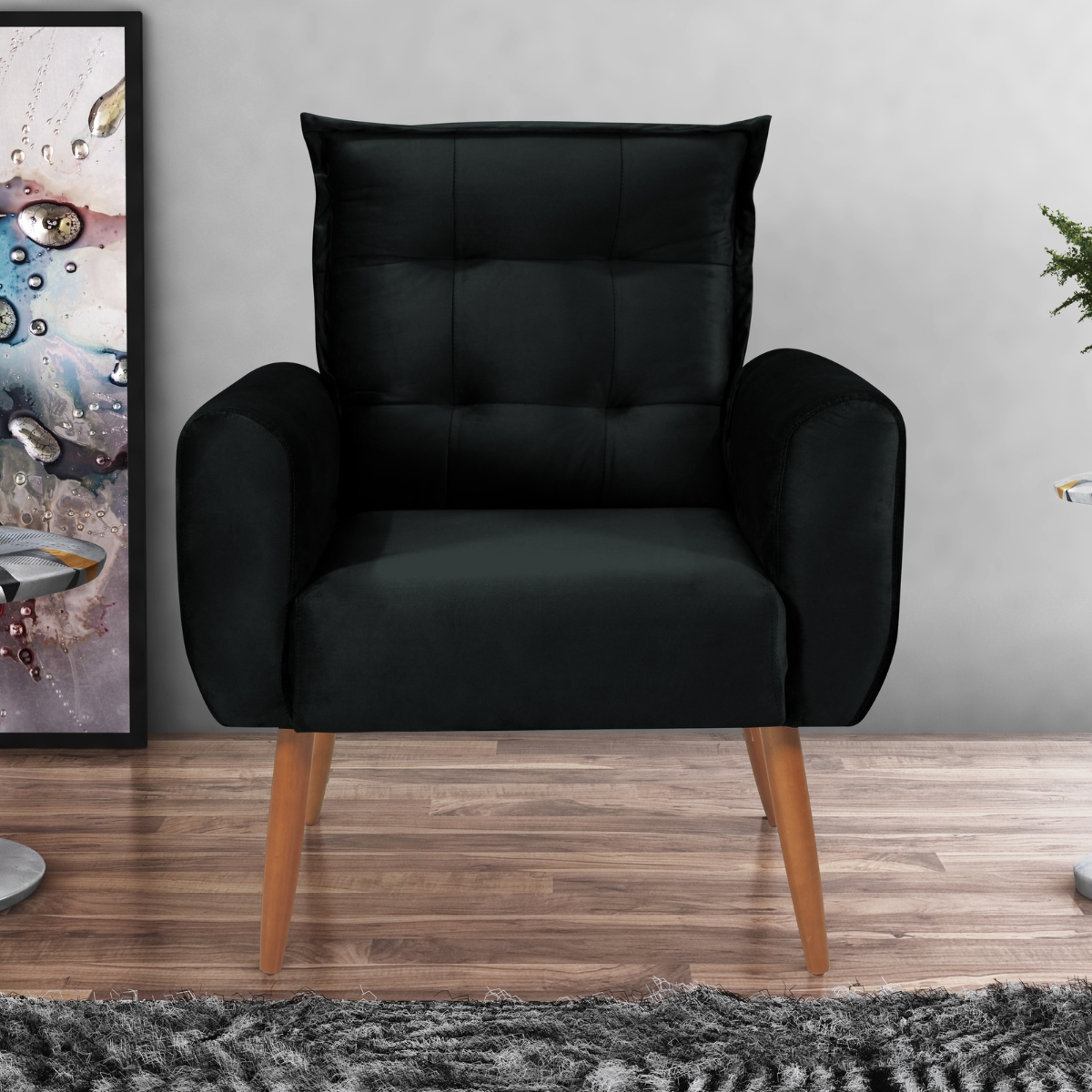 Jogo de Poltronas Decorativas Emma Veludo Preto
