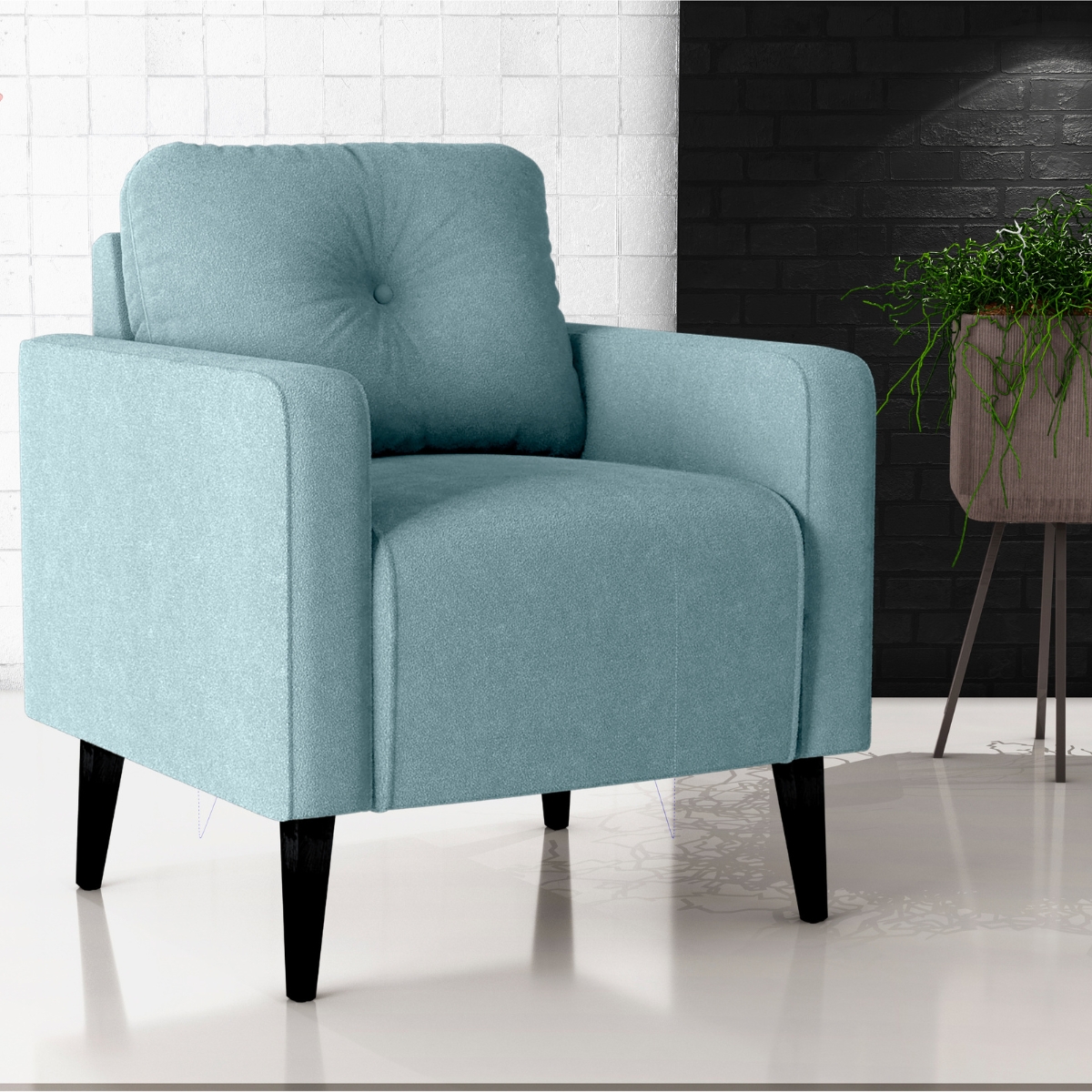 Jogo de Poltronas Decorativas Lupin Boucle Azul