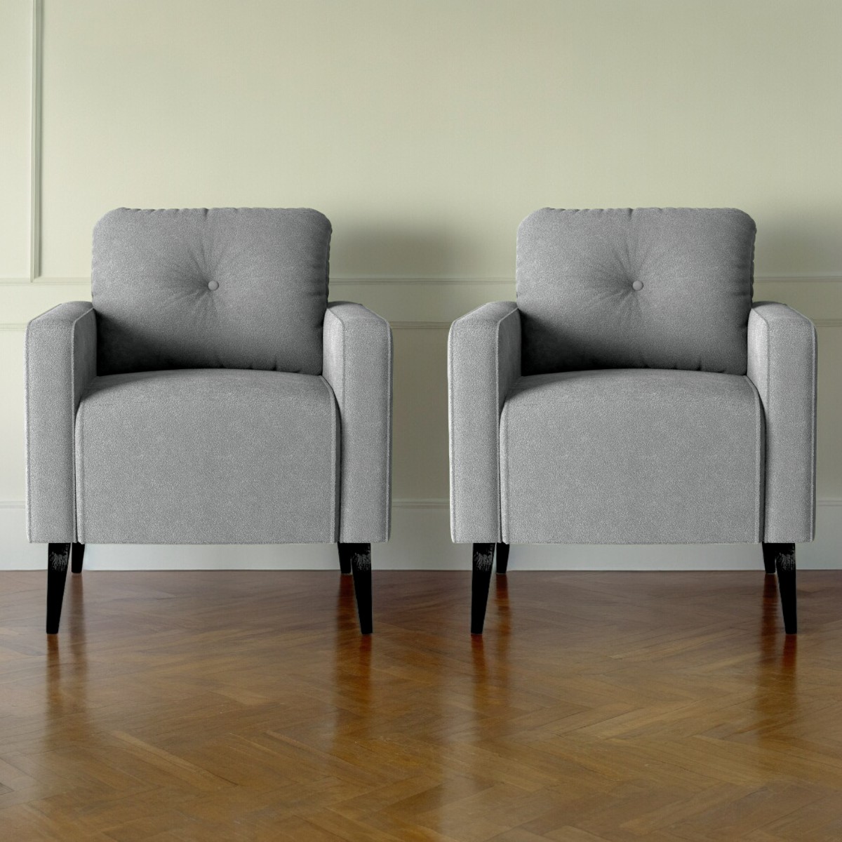 Jogo de Poltronas Decorativas Lupin Boucle Cinza