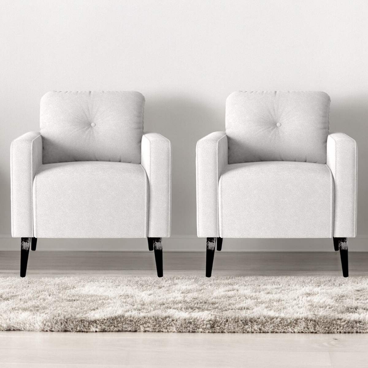 Jogo de Poltronas Decorativas Nina Boucle Bege
