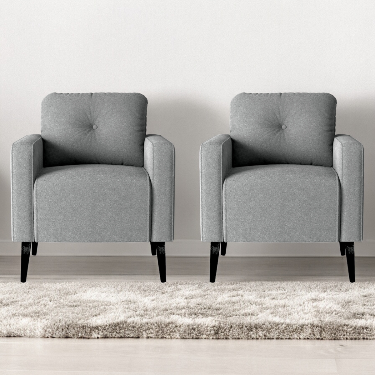 Jogo de Poltronas Decorativas Nina Boucle Cinza