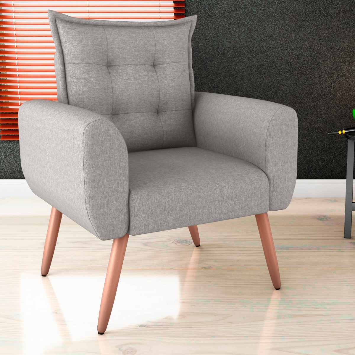 Jogo de Poltronas Decorativas Park  Linho Cinza