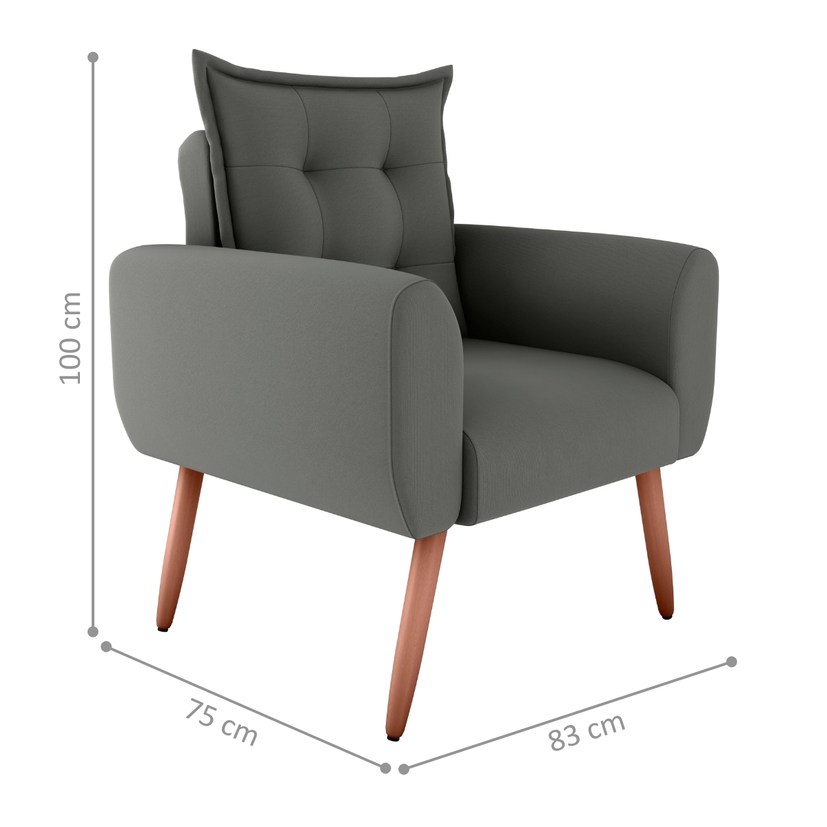 Jogo de Poltronas Decorativas Park  Suede Cinza