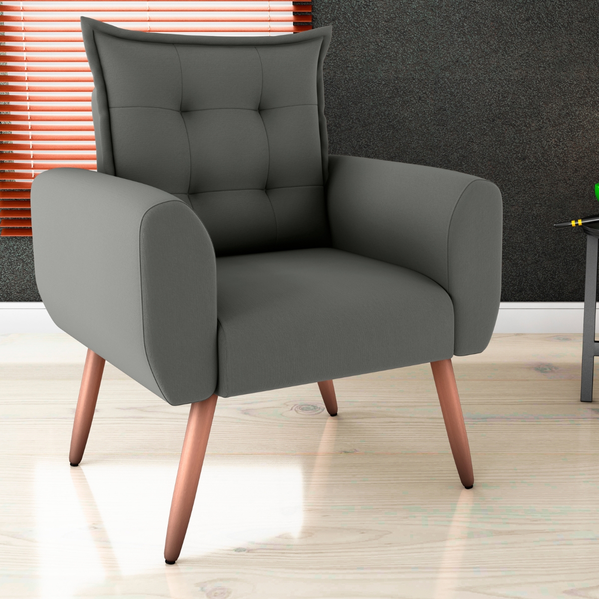 Jogo de Poltronas Decorativas Park  Suede Cinza
