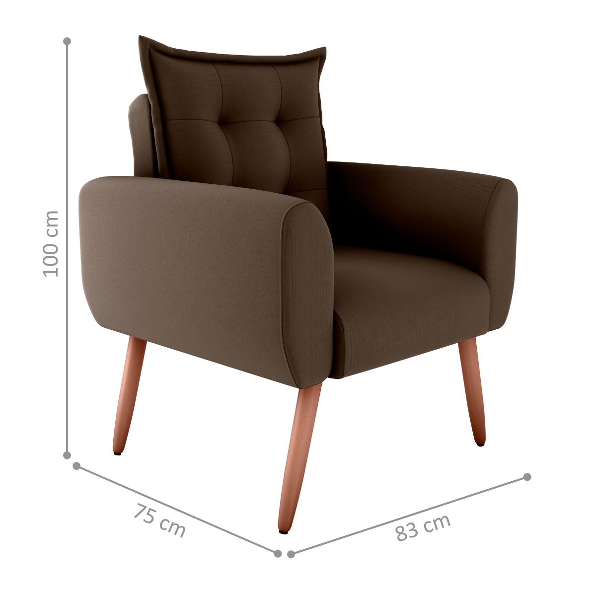 Jogo de Poltronas Decorativas Park  Suede Marrom