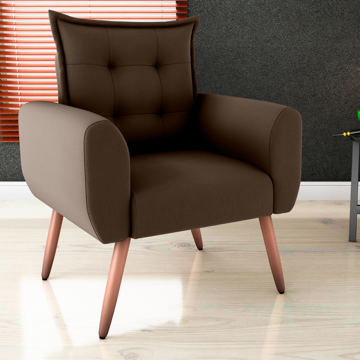 Jogo de Poltronas Decorativas Park  Suede Marrom