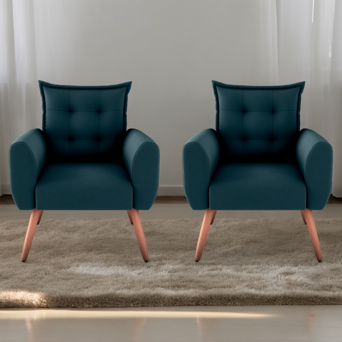 Jogo de Poltronas Decorativas Park  Suede Petróleo