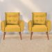 Jogo de Poltronas Decorativas Park Veludo Amarelo