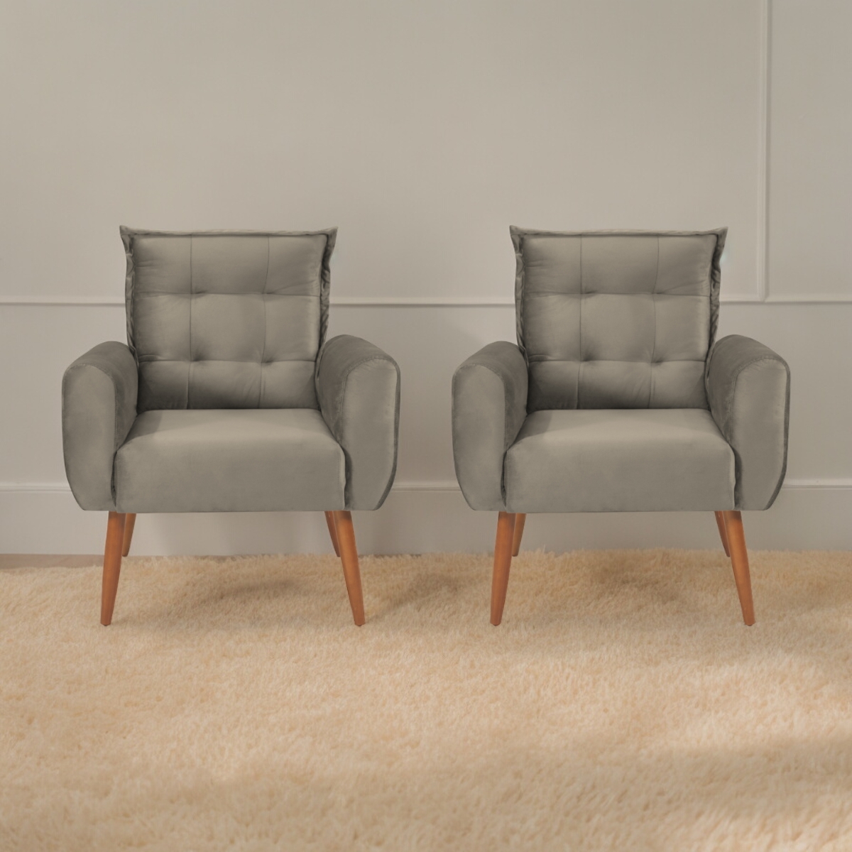 Jogo de Poltronas Decorativas Park Veludo Cappuccino