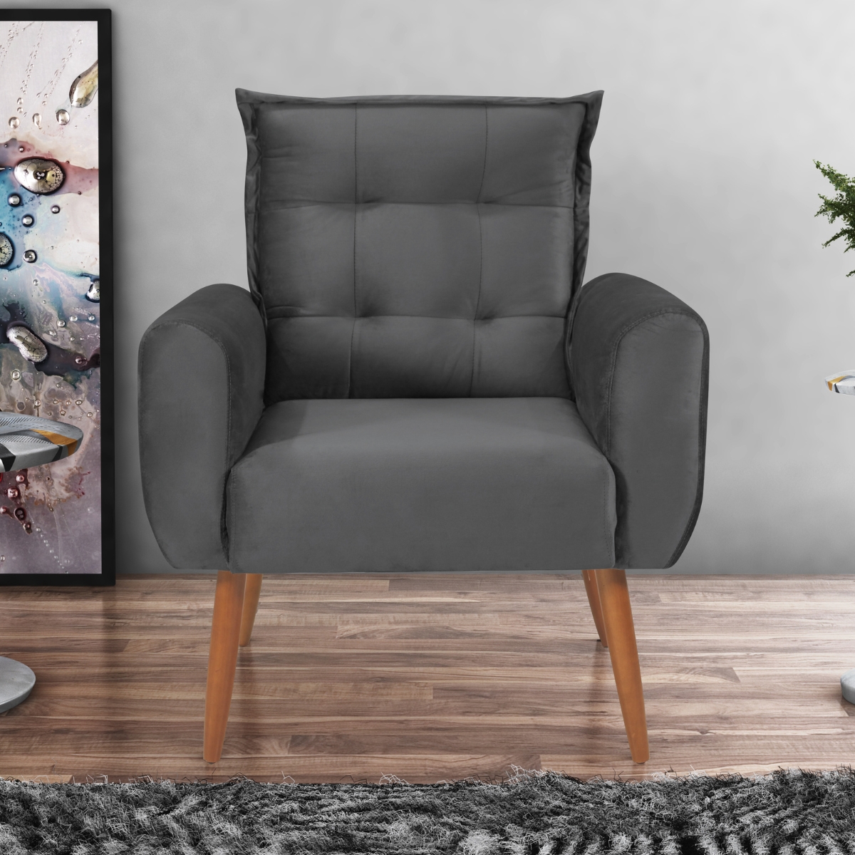 Jogo de Poltronas Decorativas Park Veludo Cinza