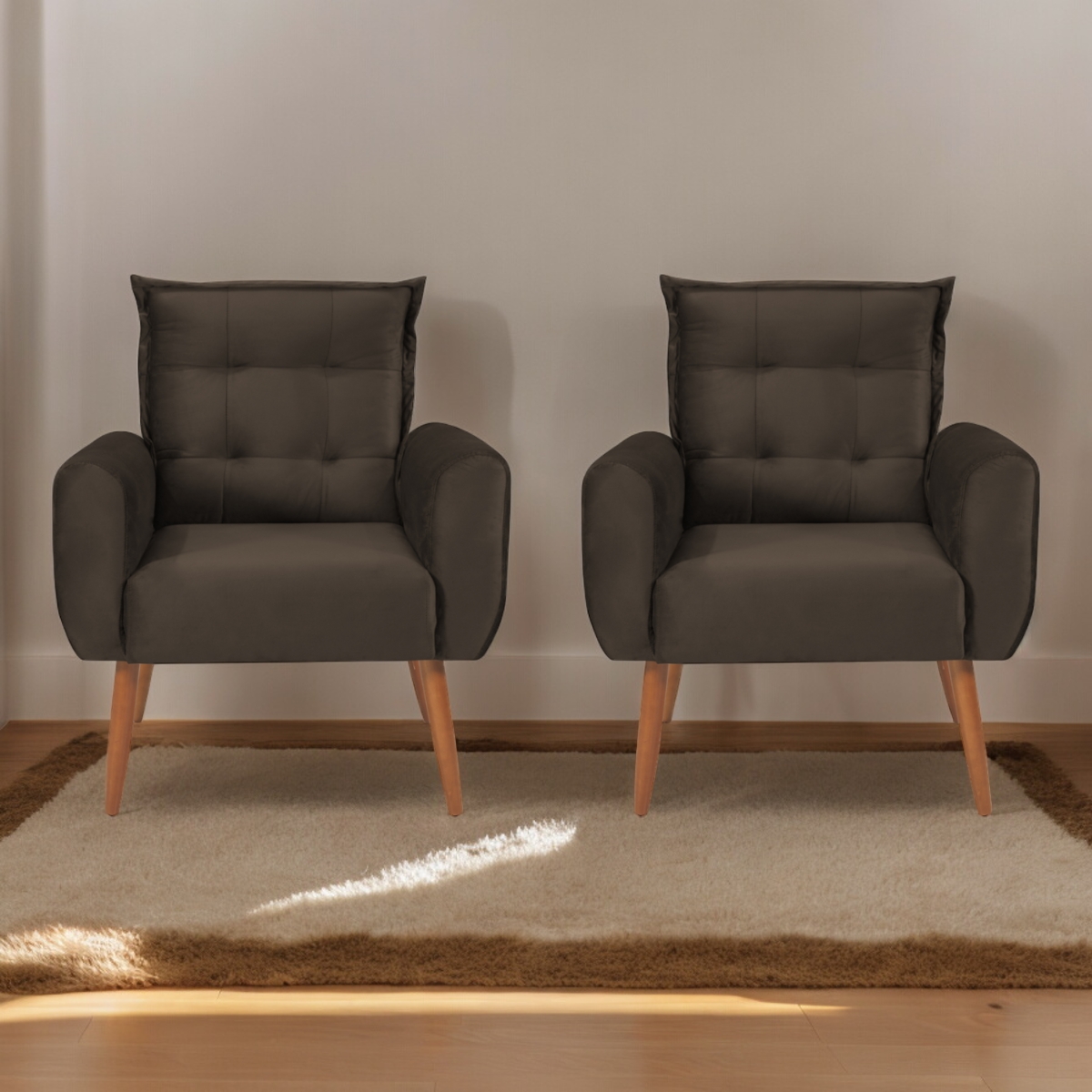 Jogo de Poltronas Decorativas Park Veludo Marrom