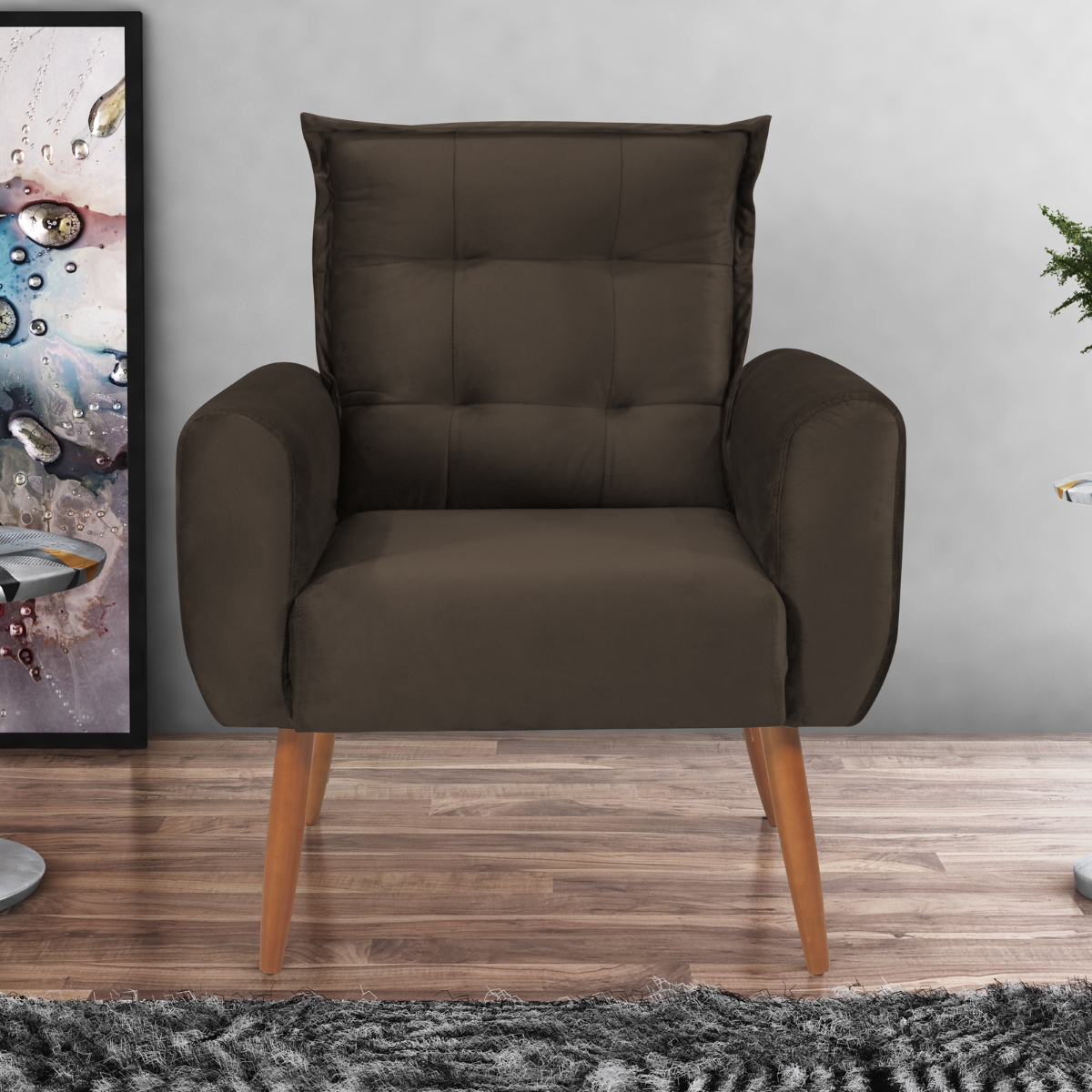 Jogo de Poltronas Decorativas Park Veludo Marrom