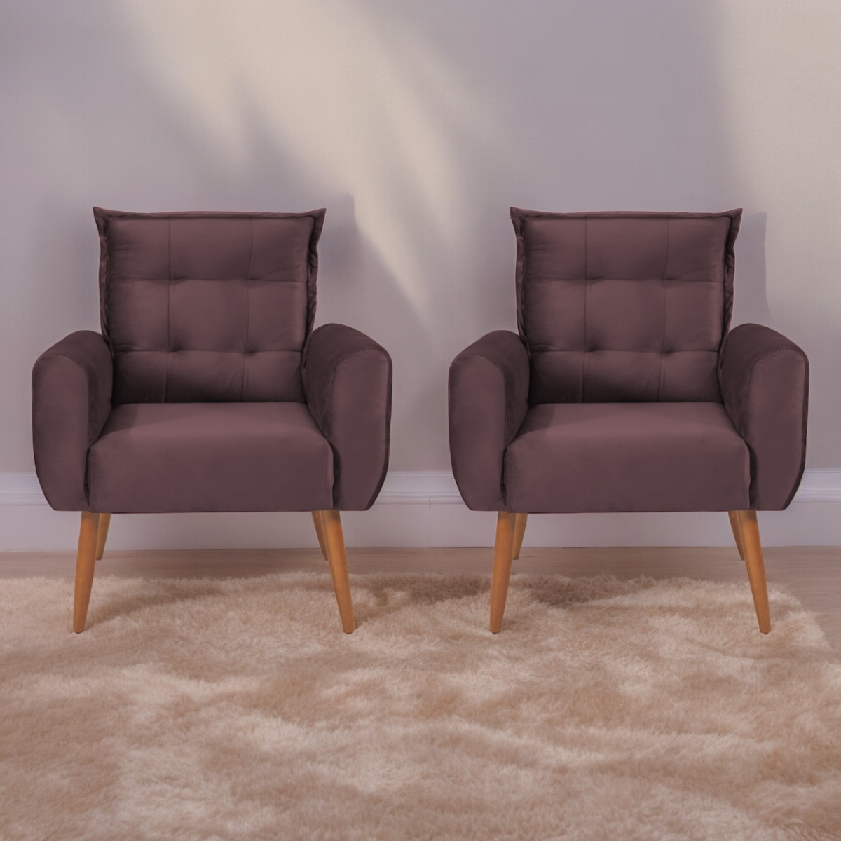 Jogo de Poltronas Decorativas Park Veludo Rose