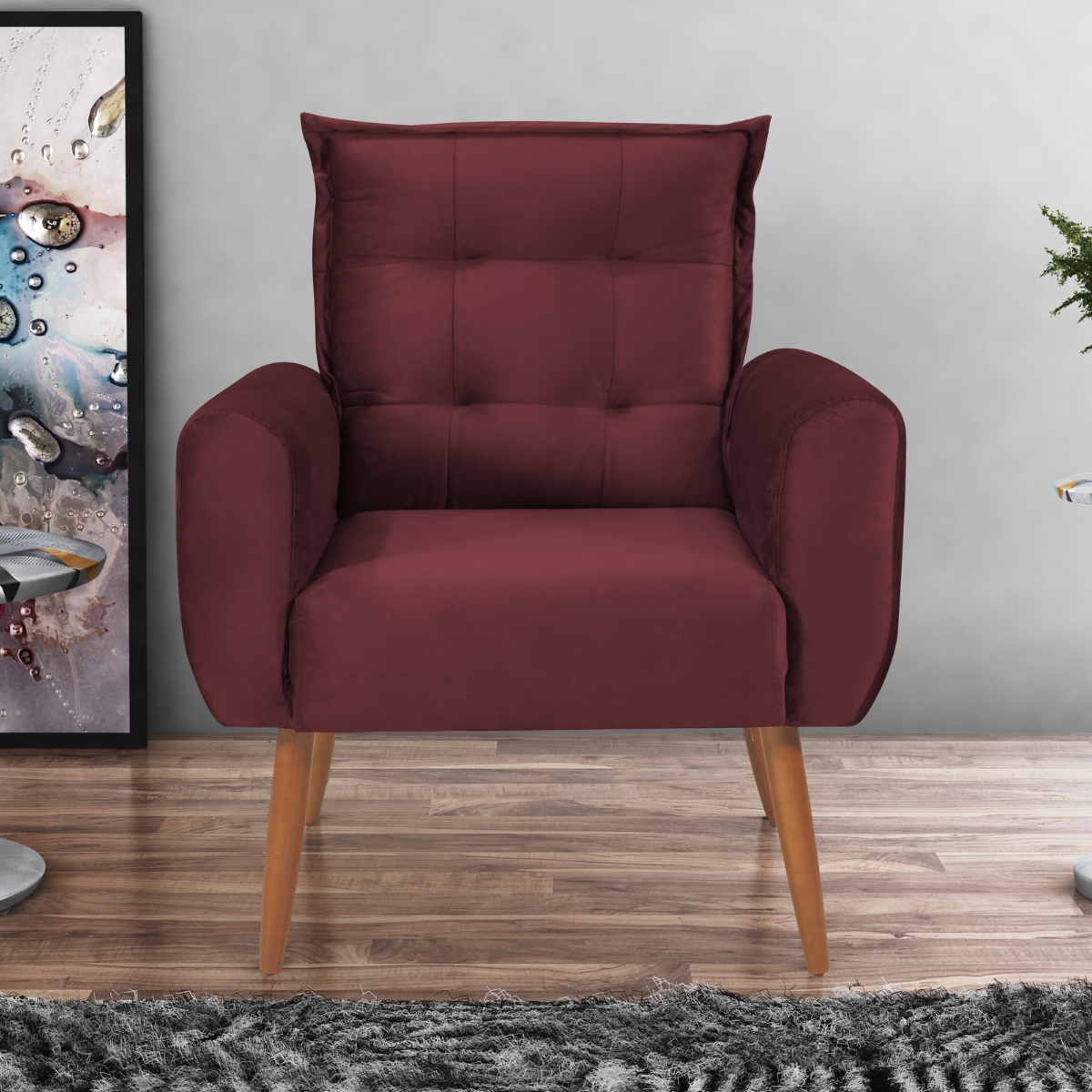 Jogo de Poltronas Decorativas Park Veludo Vinho