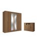 Kit Guarda Roupa 6 Portas Espelho e Cômoda Jack Jatoba