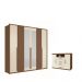 Kit Guarda Roupa 6 Portas Espelho e Cômoda Jack Jatoba Areia