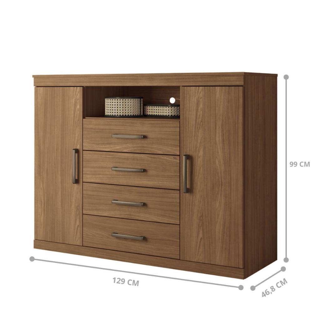 Kit Guarda Roupa 6 Portas e Cômoda Jack Jatoba