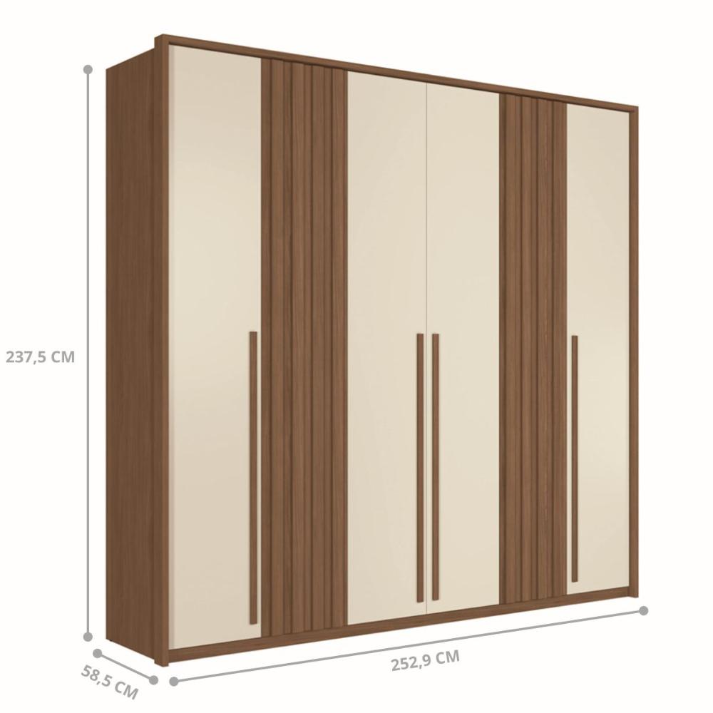 Kit Guarda Roupa 6 Portas e Cômoda Jack Jatoba Areia