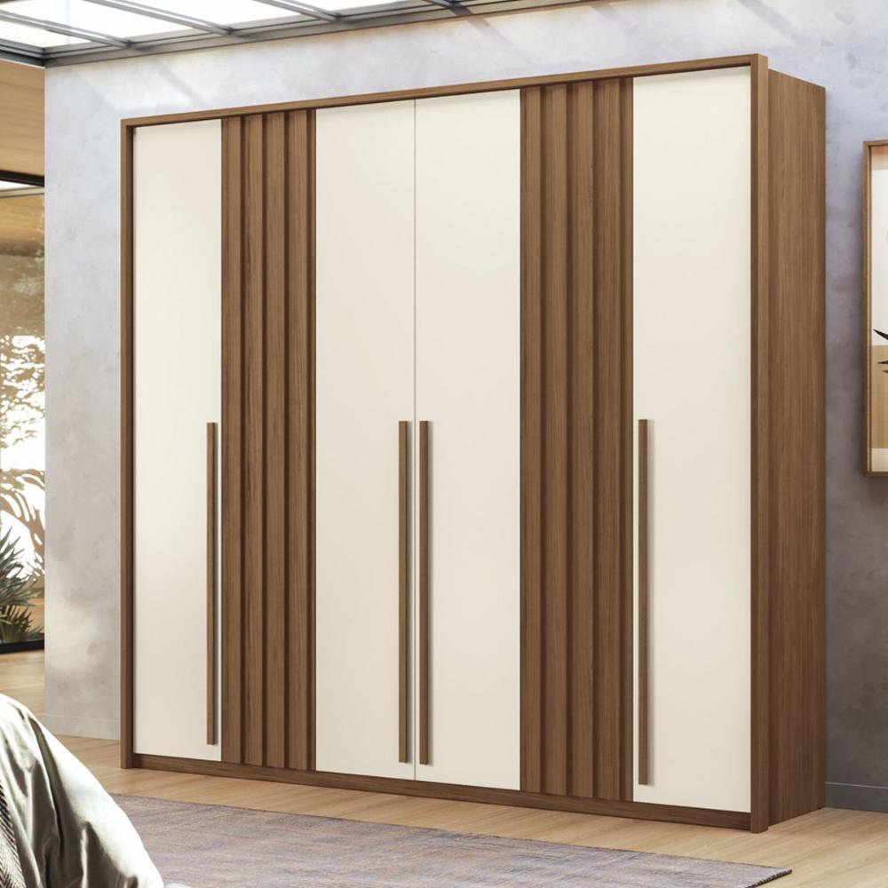 Kit Guarda Roupa 6 Portas e Cômoda Jack Jatoba Areia