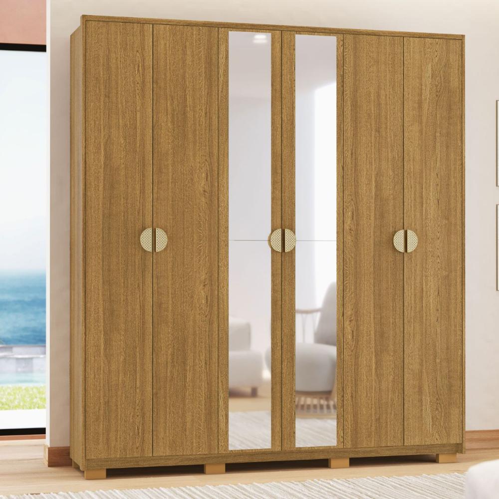 Kit Guarda Roupa Espeho e Cômoda Sapatelira Bali Nature
