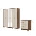 Kit Guarda Roupa Espelho Cômoda Sapatelira Bali Imbuia Fendi