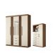 Kit Guarda Roupa Espelho e Multi Uso Veronica Jatoba Areia