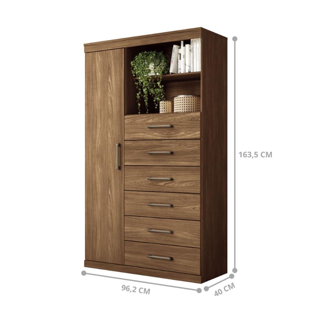 Kit Guarda Roupa Espelho e Multi Uso Veronica Jatoba Gafite