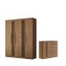 Kit Guarda Roupa e Cômoda Sheldon Jatoba