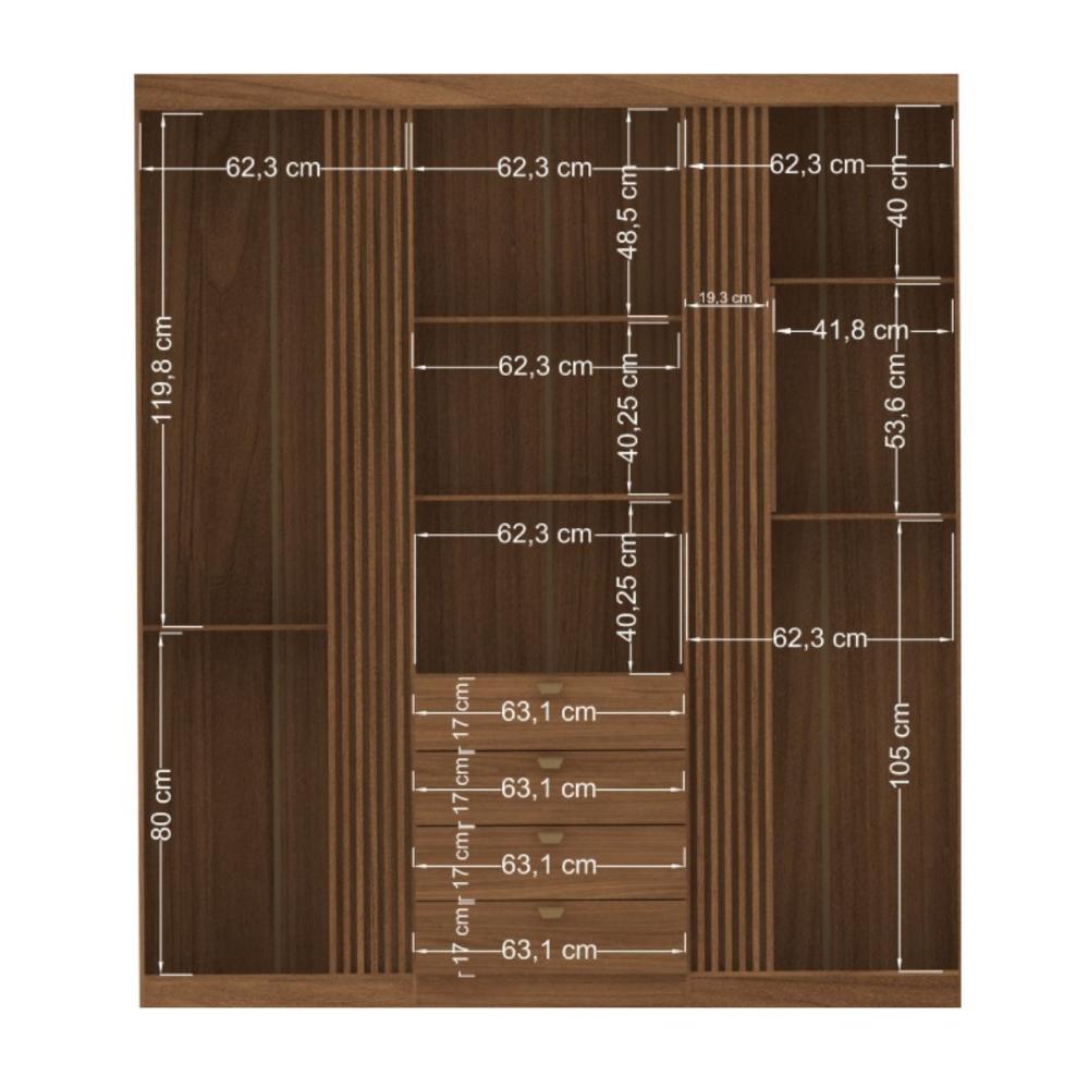 Kit Guarda Roupa e Cômoda Sheldon Jatoba Areia