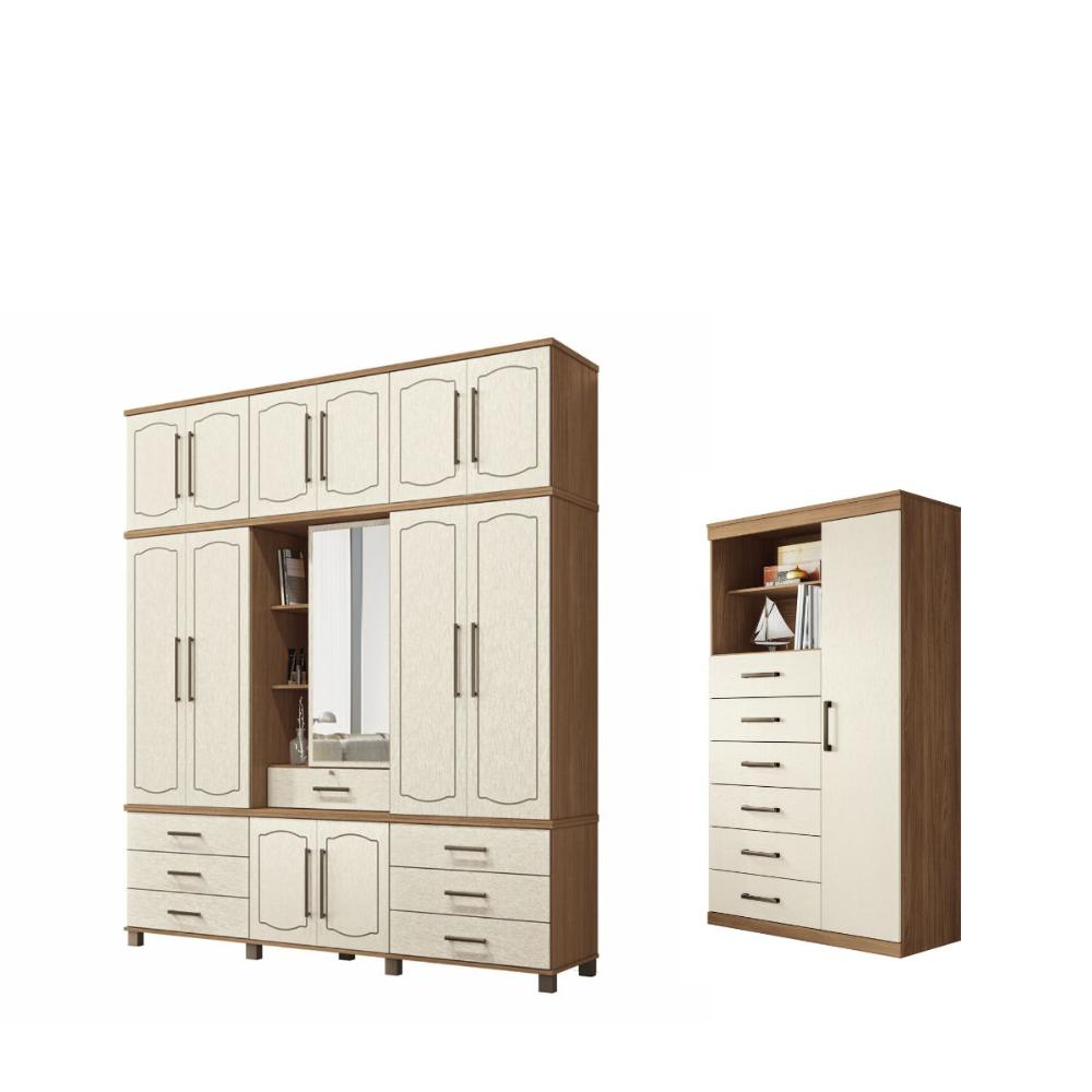 Kit Guarda Roupa e Multi Uso Nancy Jatoba Areia
