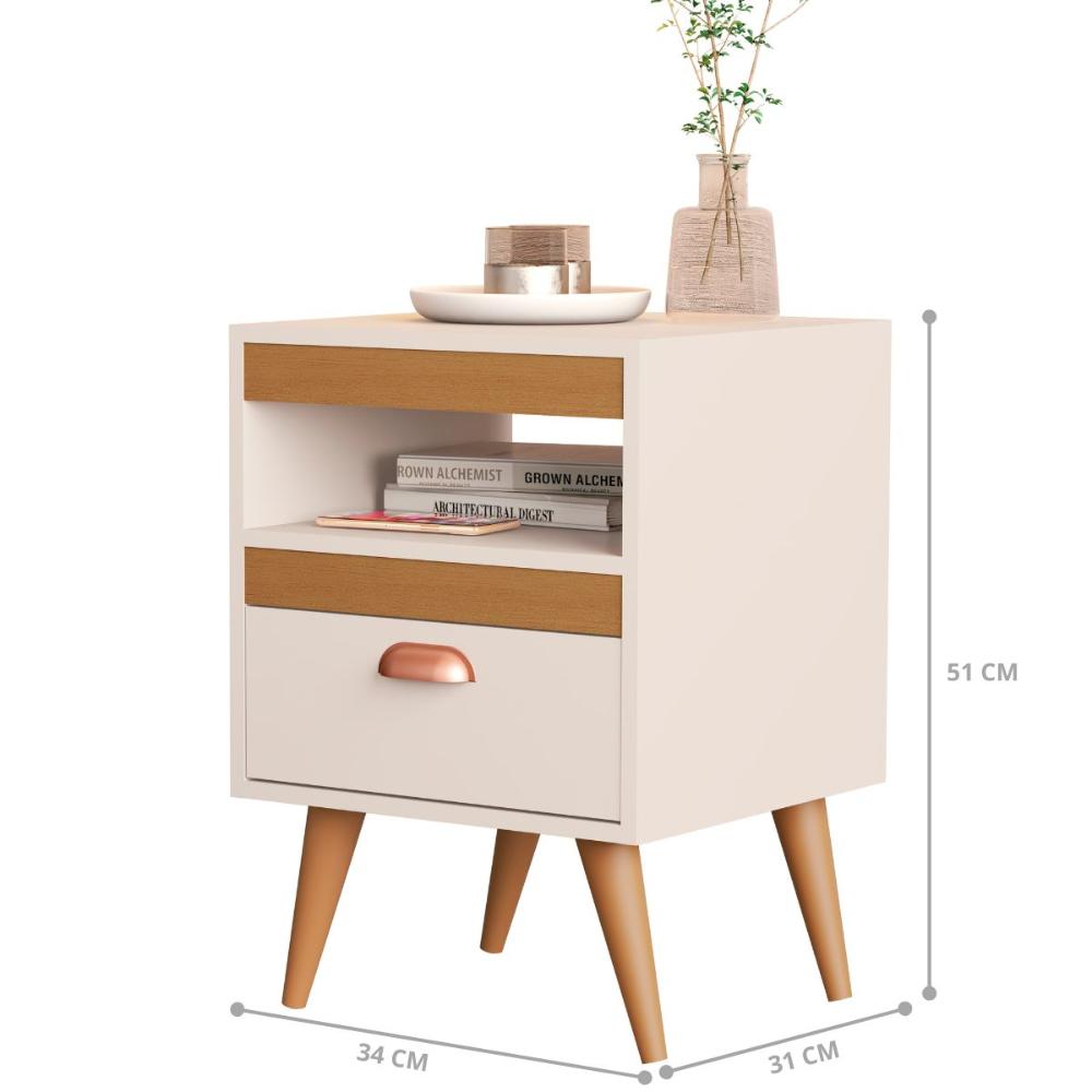 Kit Mesa Cabeceira 2 Unidades Erba Off White Ype