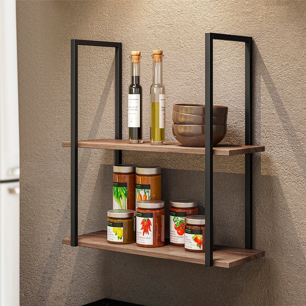 Kit Prateleiras Industriais Decorativas Emma Madeira