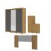 Kit Quarto Espelho Ipu Branco Camarim Nature Linho Cinza