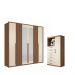 Kit Roupeiro 6 Portas Espelho e Cômoda Eric Jatoba Areia