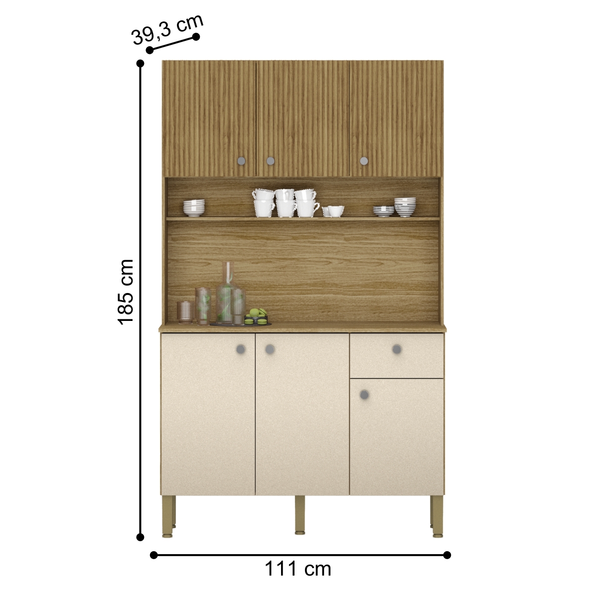 Kit de Cozinha 6 Portas Barcelona Vanilla Ripado