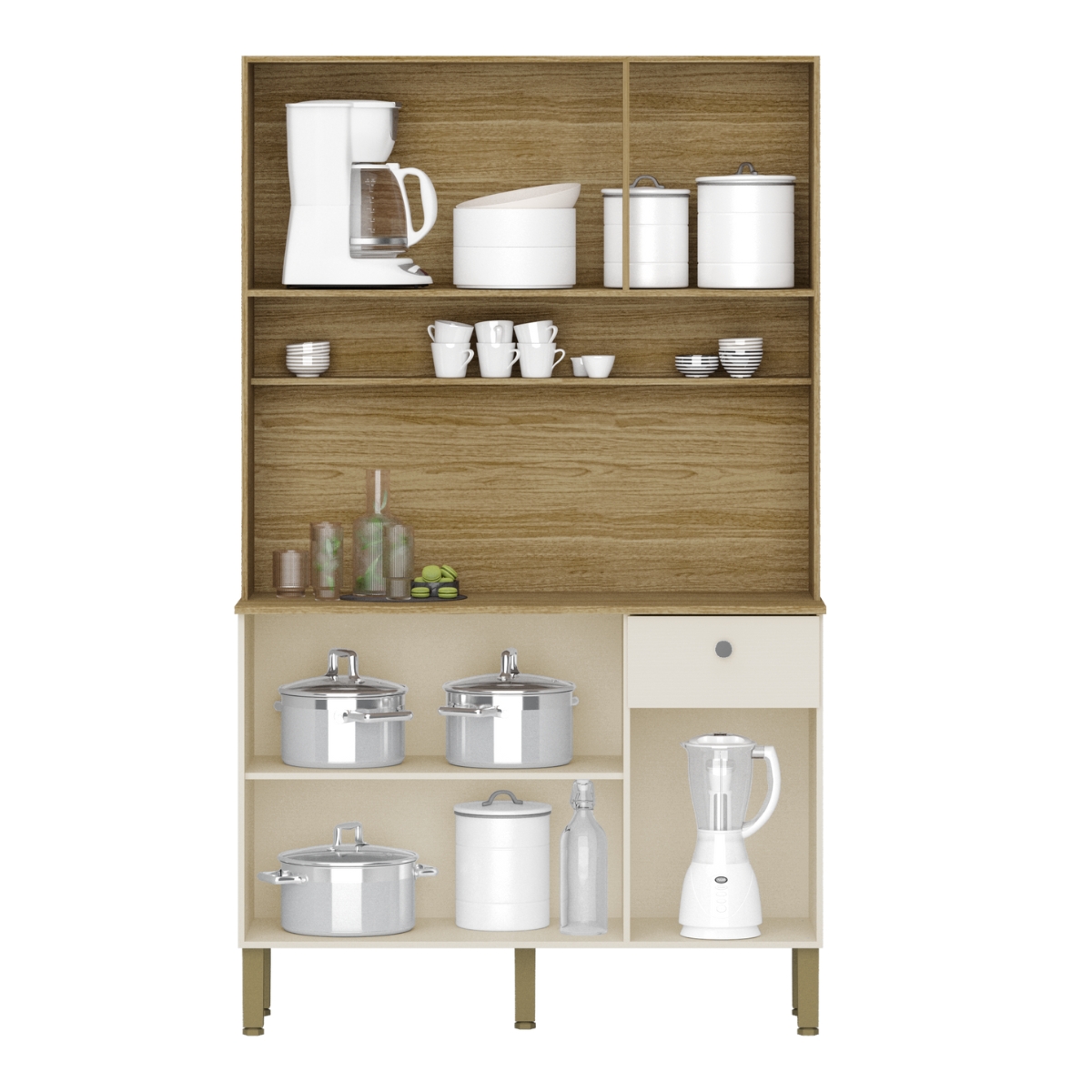 Kit de Cozinha 6 Portas Barcelona Vanilla Ripado