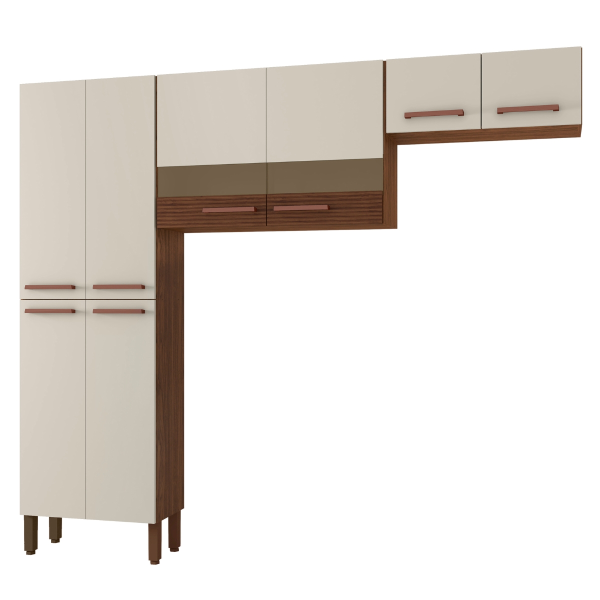 Kit de Cozinha 8 Portas Lile Ripado Off White