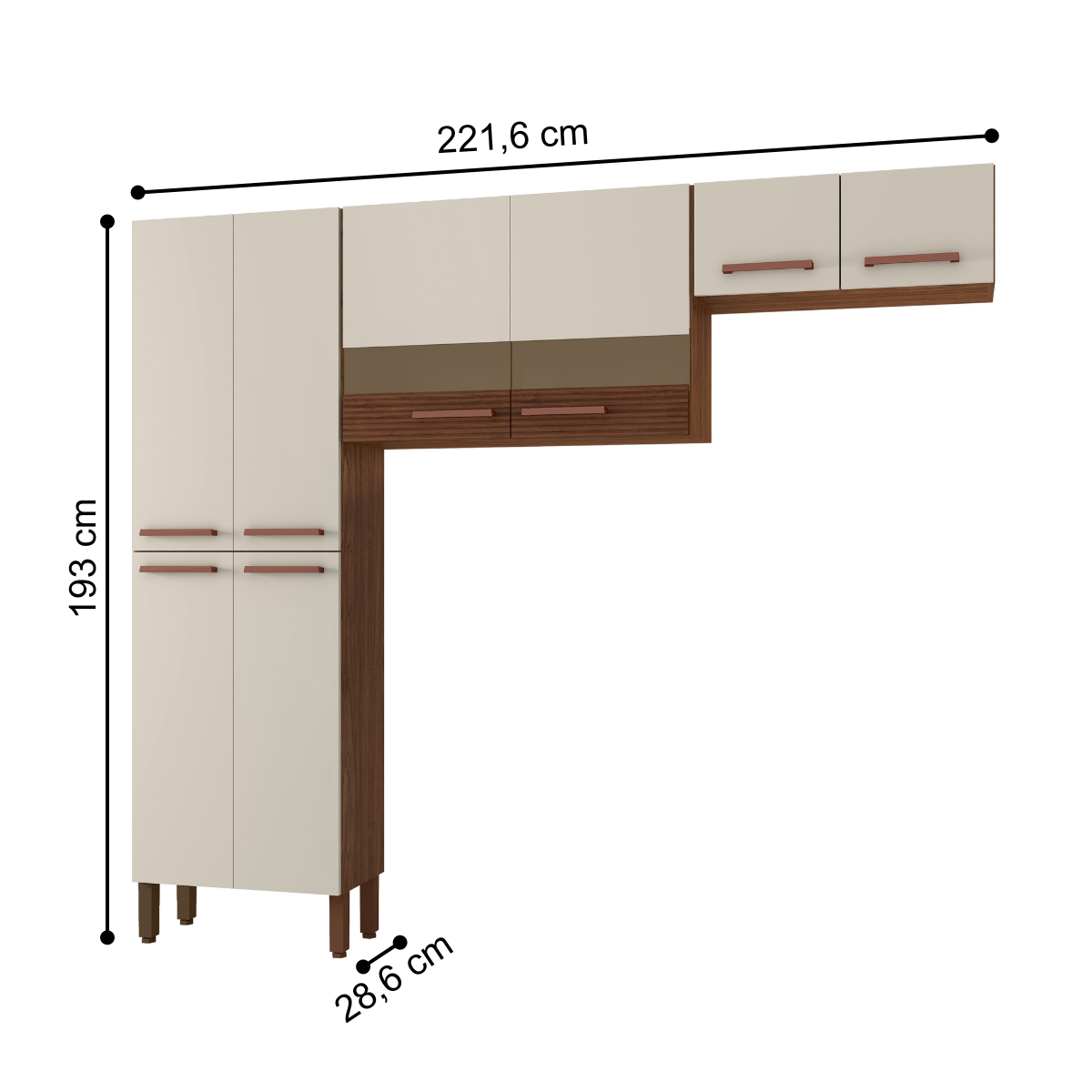 Kit de Cozinha 8 Portas Lile Ripado Off White