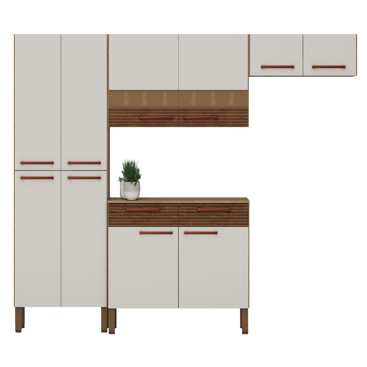 Kit de Cozinha Completo Brest Nogueira Off White